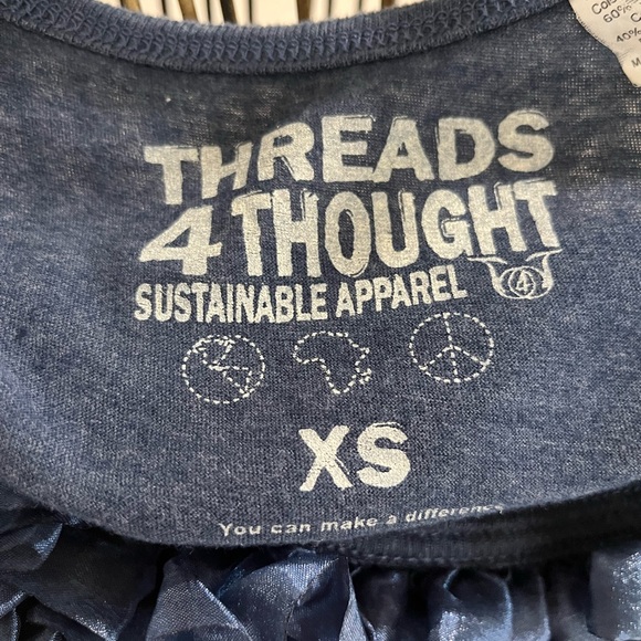 Threads for Thought Navy Blue tshirt with ruffle bib - Picture 2 of 2